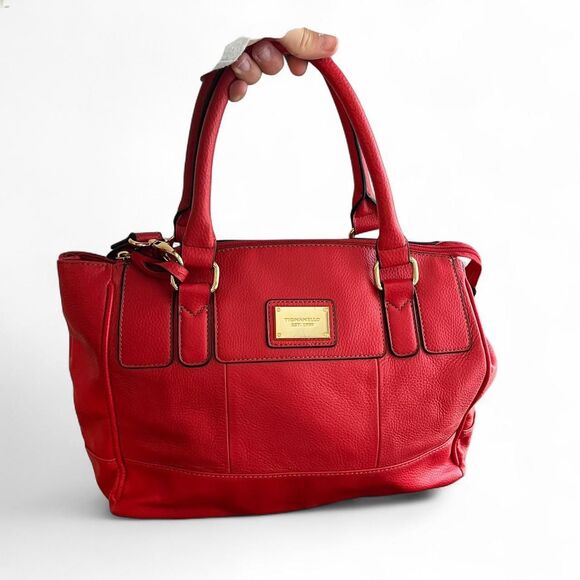 Tignanello red pebbled leather satchel - Picture 1 of 8